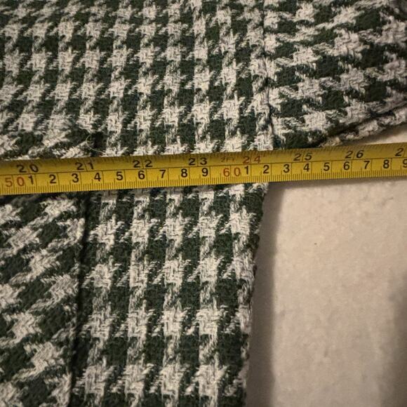 NASTY GAL Houndstooth Green Pattern Fringed Shirt Jacket Women's Size Large - Picture 4 of 8